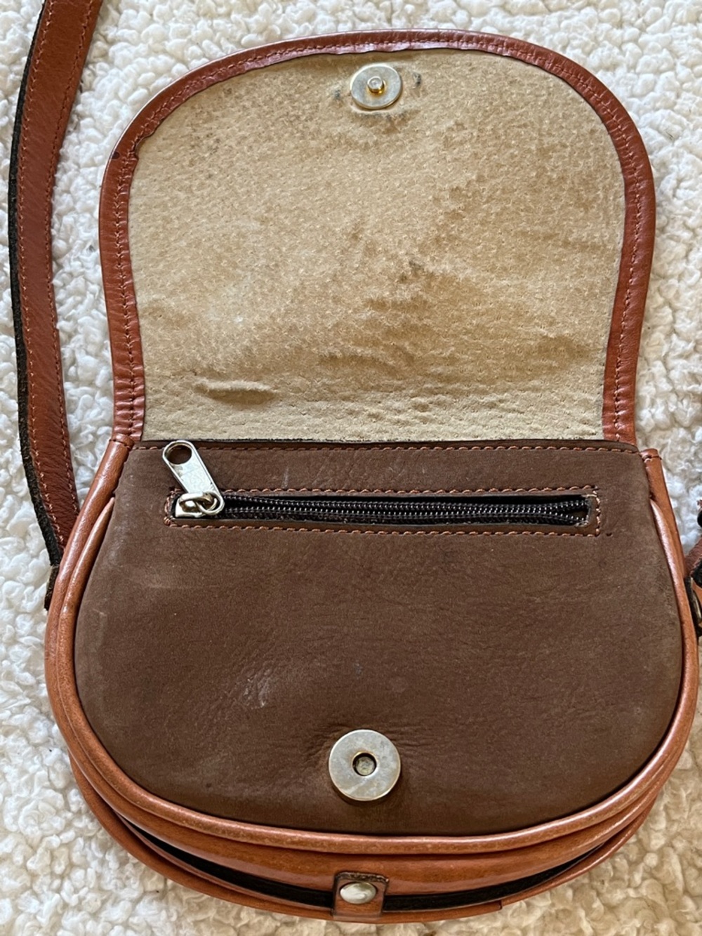 Ralph Lauren Brown and Tan Leather Crossbody Saddle Bag - Picture 3 of 5